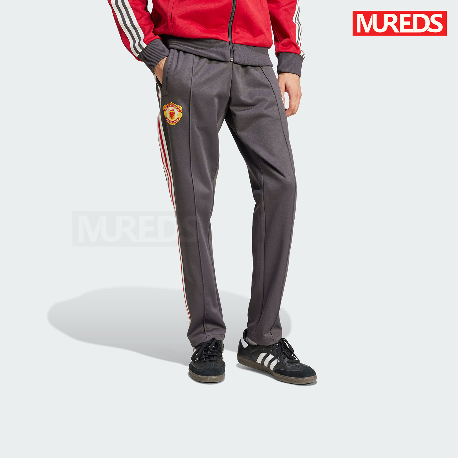 曼联官方正品阿迪达斯三叶草经典复古足球休闲文化运动长裤IY0044