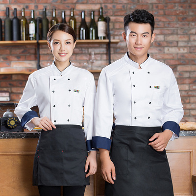 厨服工作服长袖厨师服短袖秋冬装食堂幼儿园西餐厅短袖加肥加大款