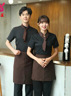 饭店奶茶火锅蛋糕店西餐饮服务员工作服短袖前台收银咖啡厅春夏装