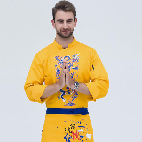 厨师服长袖秋冬装酒店厨房制服西餐厅厨师长衣服黑女厨师工作服男