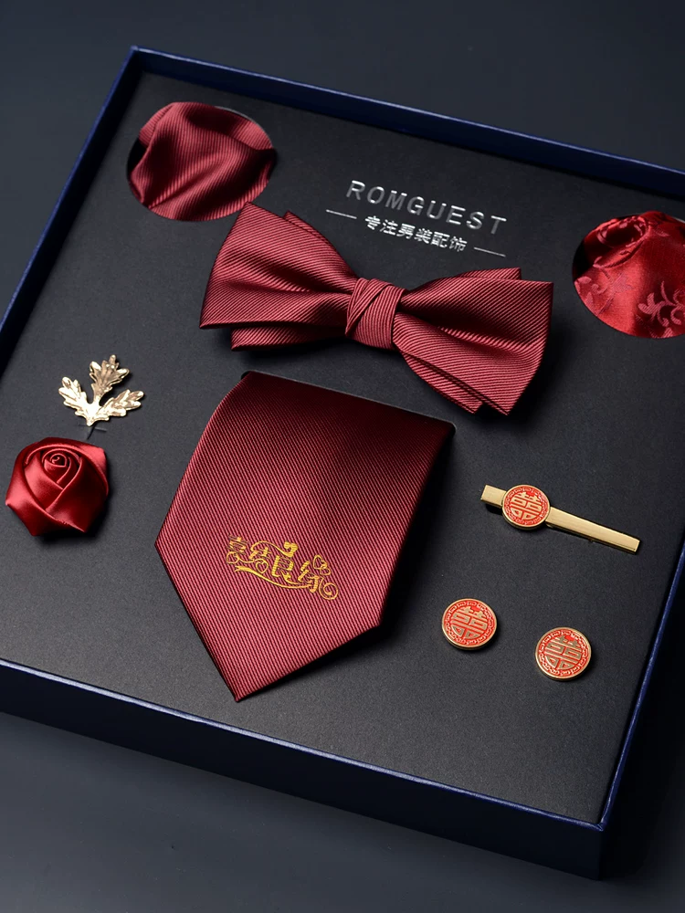 Bow tie, gift box, classic suit jacket, red set