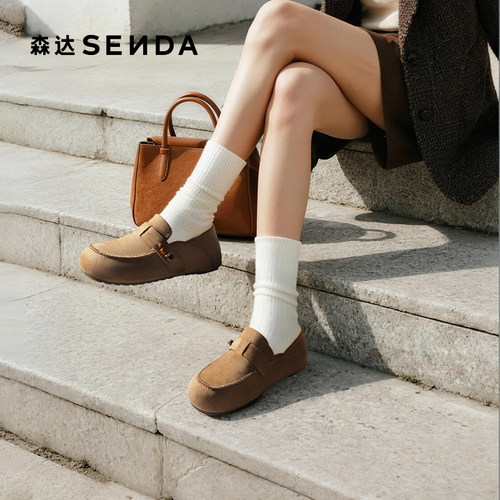 森达全包勃肯鞋女2025秋季新款舒适一脚蹬柔软平底休闲鞋ZTH78CA5
