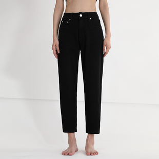 女2025新款 锥形高腰宽松直筒牛仔裤 IUPL水洗黑色老爹萝卜裤 GPOD