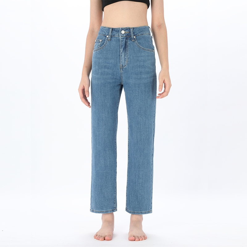 GPOD IUPL美式宽松阔腿复古欧美水洗蓝高腰直筒牛仔裤女2025新款3