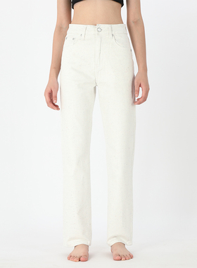 GPOD IUPL白色拖地宽松阔腿彩色点点高腰直筒牛仔裤女2025新款4