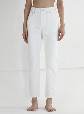 GPOD VGOZE美式烟管白色裤高腰显瘦小直筒牛仔裤女修身裤2025新1