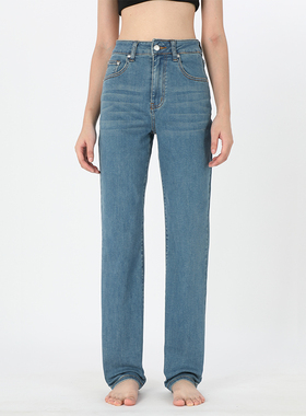 GPOD IUPL复古蓝色高腰牛仔裤女阔腿直筒长裤垂感高级感2025新款4