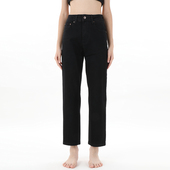 女2025冬新款 垂感bf风高腰黑色小直筒牛仔裤 IUPL宽松阔腿裤 GPOD