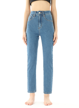 GPOD VGOZE法式烟管修身辣妹显瘦高腰小直筒裤牛仔裤女2025新款0