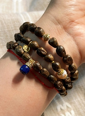 原创设计天然精品奇楠沉香豆丁多圈手串