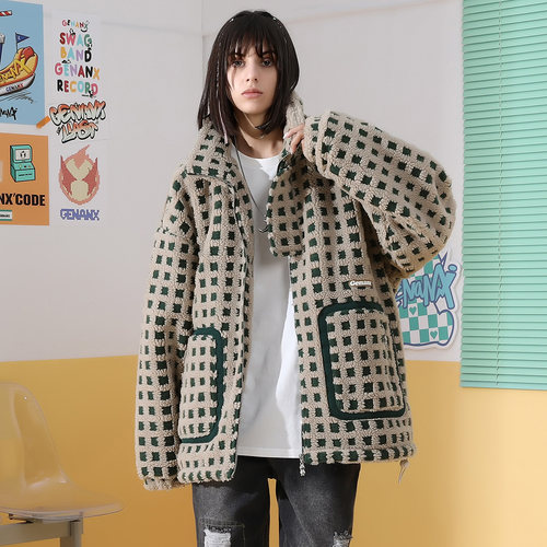 印花羊羔毛加厚保暖棉衣