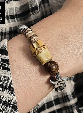 【情人节礼物】GENANX闪电潮牌新款竹节菩提椰木手串情侣手链小众