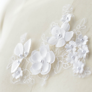 3D立体钉珠蕾丝花朵花片婚纱礼服头纱手工diy配件包包装 饰材料白