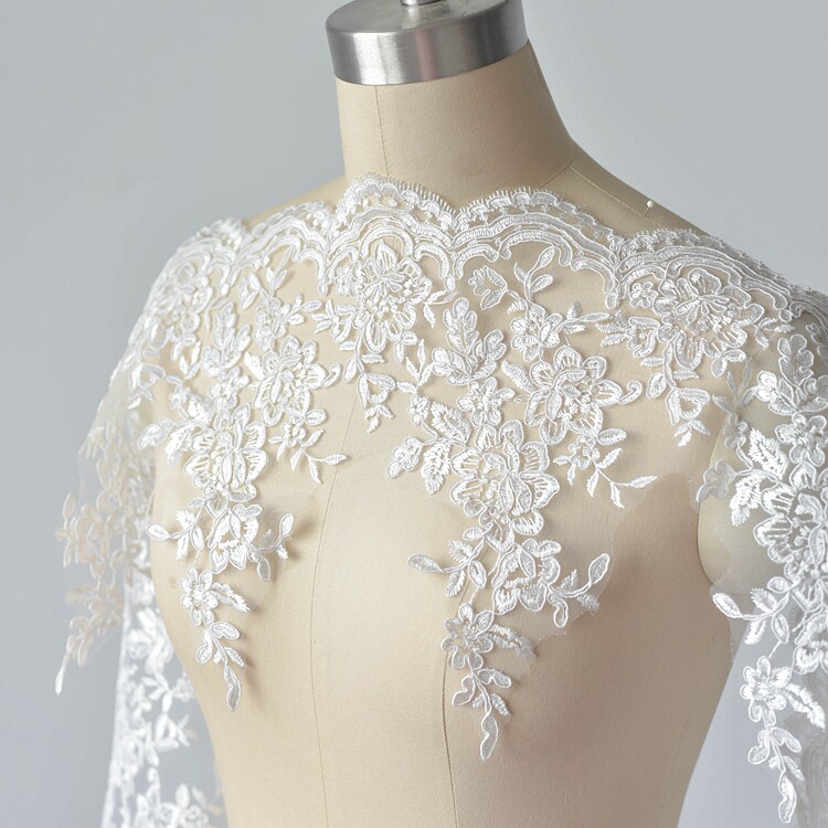 纯白刺绣蕾丝花边辅料婚纱礼服头纱手工diy辅料服装毕业设计材料