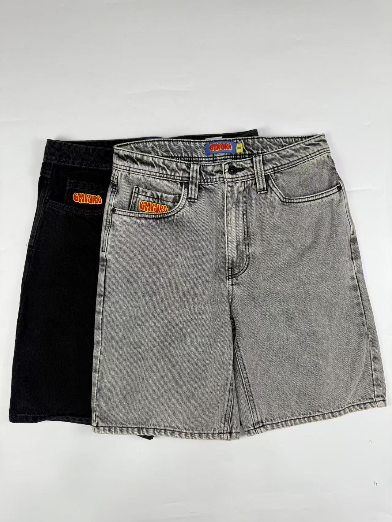 外贸男士夏季新款纯棉多兜工装牛仔短裤刺绣复古耐磨耐用五分中裤