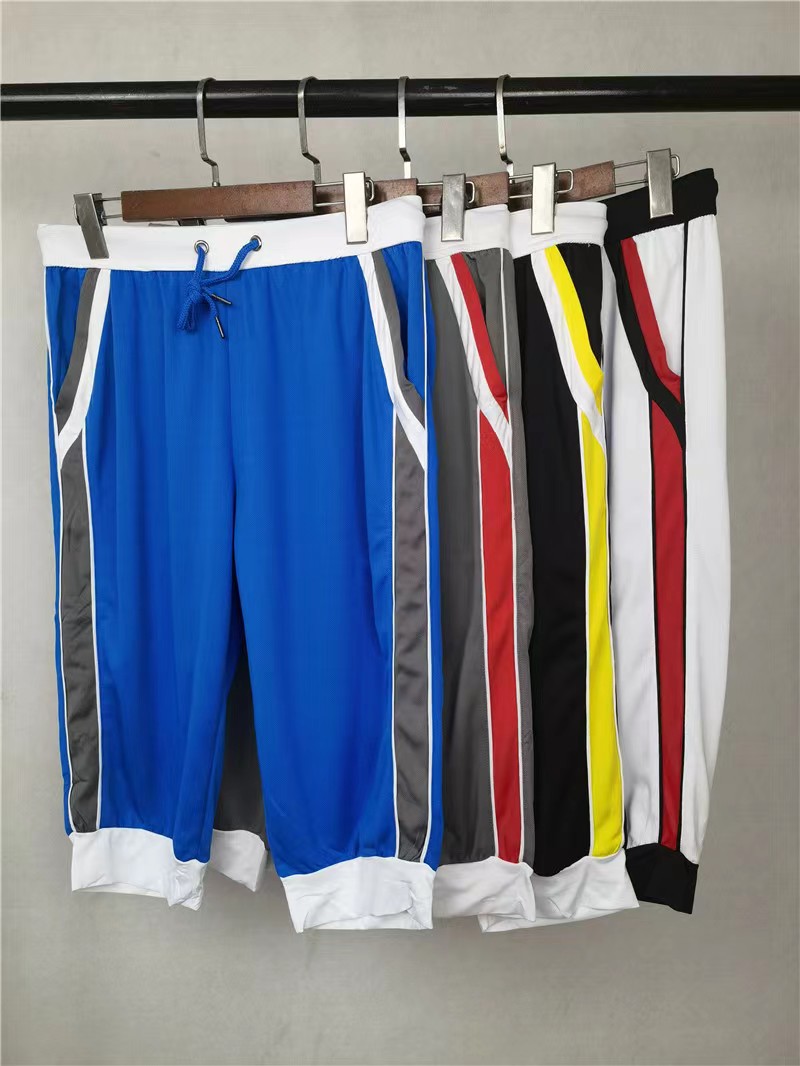 外贸男士夏季户外速干薄款透气拼色运动七分裤休闲马裤撞色小脚裤