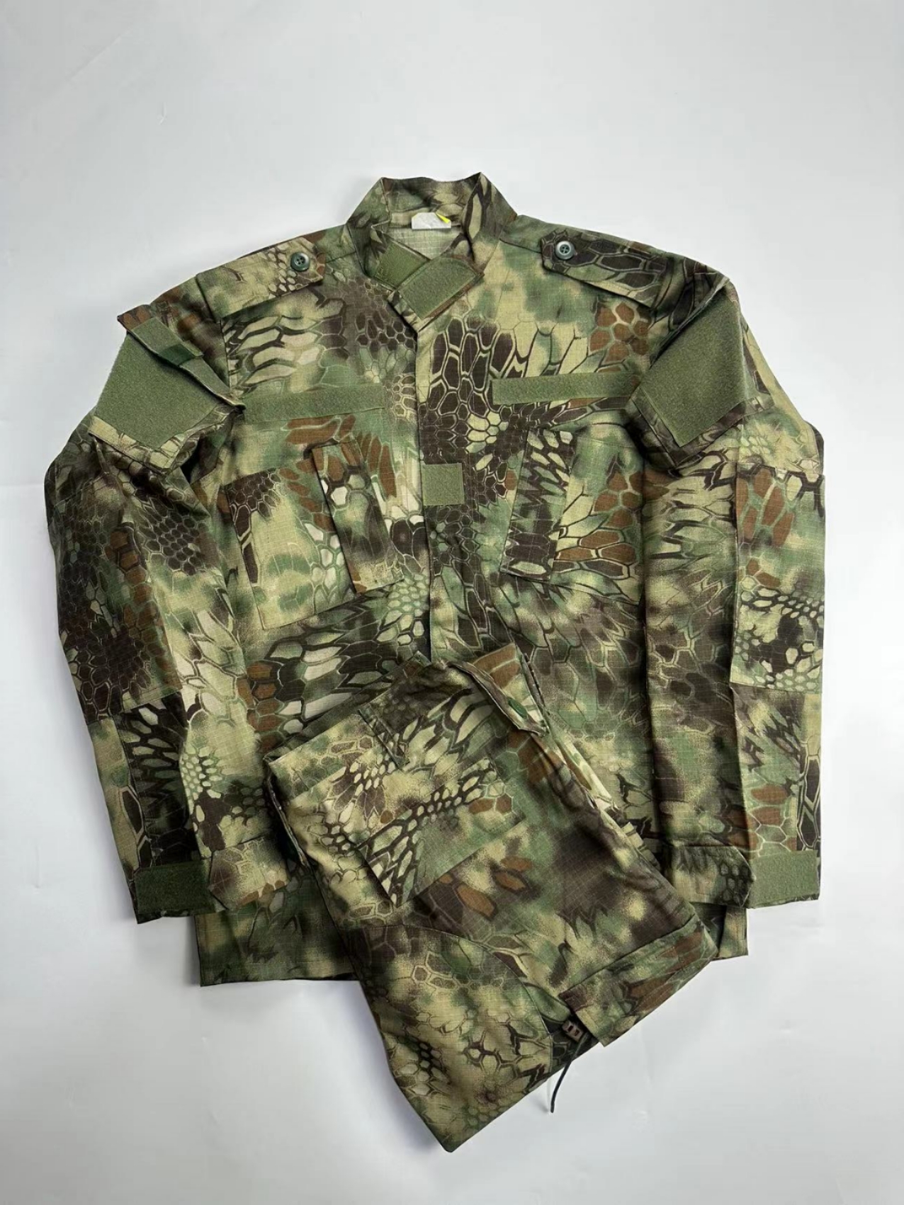 男士野战战术蟒纹废墟迷彩套装CS军迷作训服多兜机能耐磨格子布