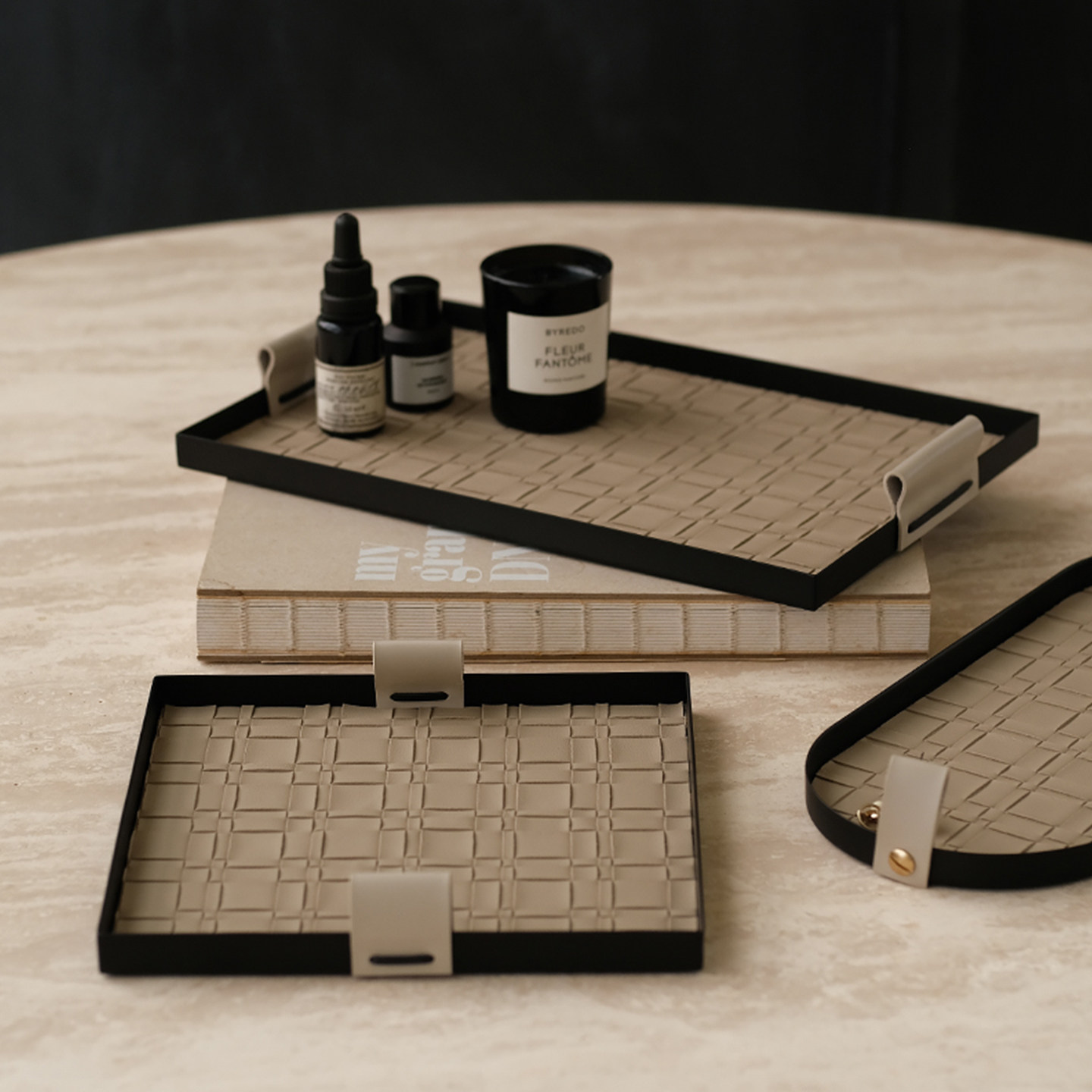 ladylike 法式复古托盘长方形中古皮革 客厅茶几桌面收纳香薰盘