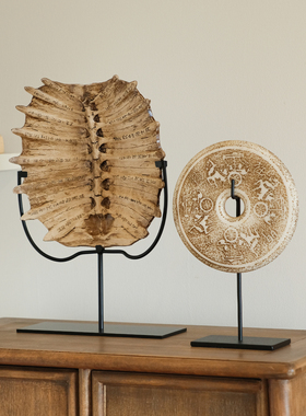 新中式侘寂摆件，中古玉壁装饰品