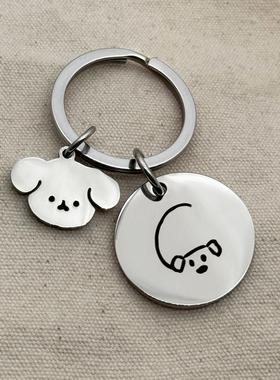 小狗小猫字母组合纪念自定义FuG自制情侣创意钥匙扣