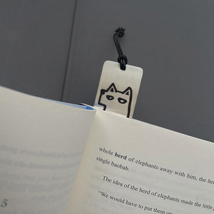 小狗斜眼书签 可爱创意不锈钢教师学生耐用礼物