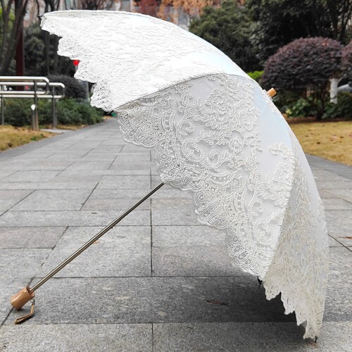 复古典蕾丝刺绣晴雨两用太阳伞