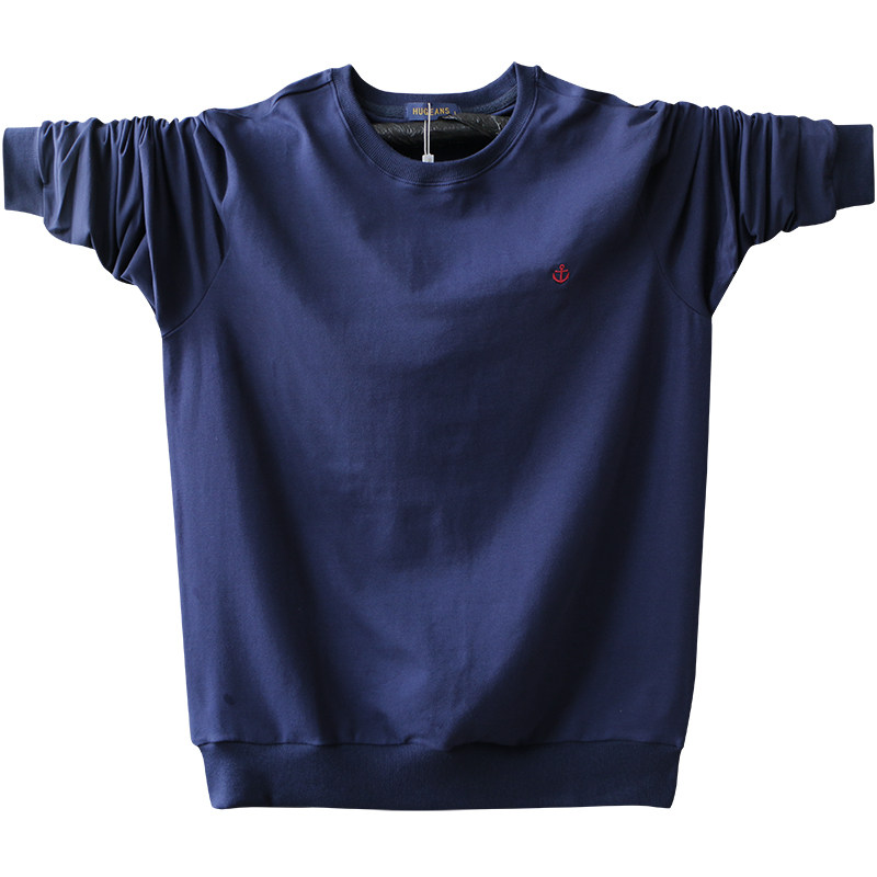 男士长袖t恤衫简单款春秋装 学生男孩纯棉简约男装加肥加大码宽松