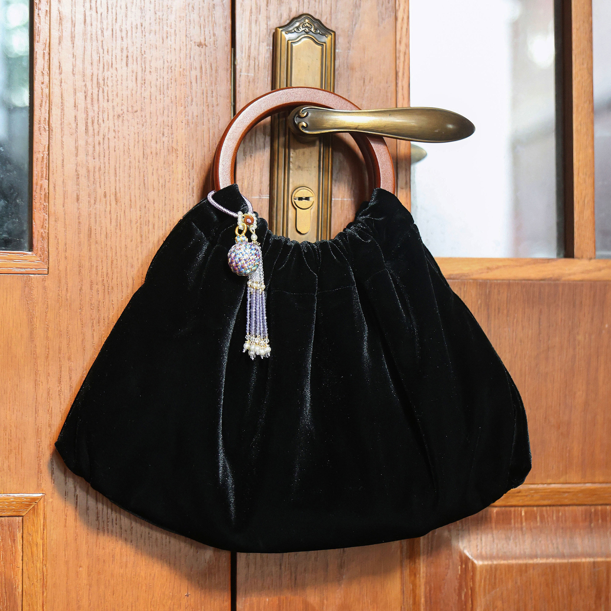 中式纯黑真丝丝绒包旗袍手提包手挽包国风包中古百搭手拎包小包包,箱包皮具/热销女包/男包,通用款女包,淘宝优惠券,粉丝福利购,淘宝优惠卷