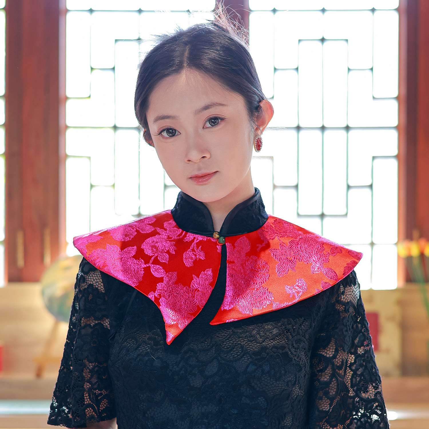 携月海棠玫瑰红时尚复古不规则玉石扣中国风云肩假领肩部装饰披肩,服饰配件/皮带/帽子/围巾,假领,淘宝优惠券,粉丝福利购,淘宝优惠卷