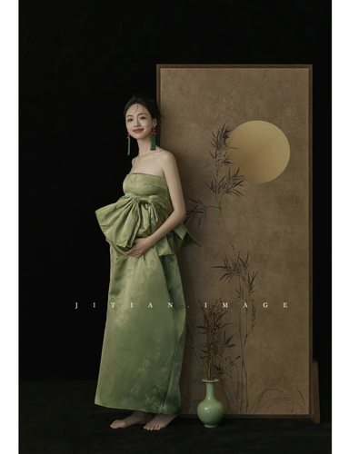 中式复古油画风婚纱摄影道具影楼写真孕妇照拍摄工笔画古装屏风