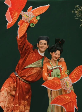 古风纸鸢中式写真摄影金鱼立体