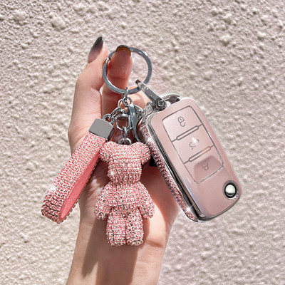 适用大众速腾钥匙套宝来途观朗逸探途岳车扣帕萨特CC迈腾凌度女壳