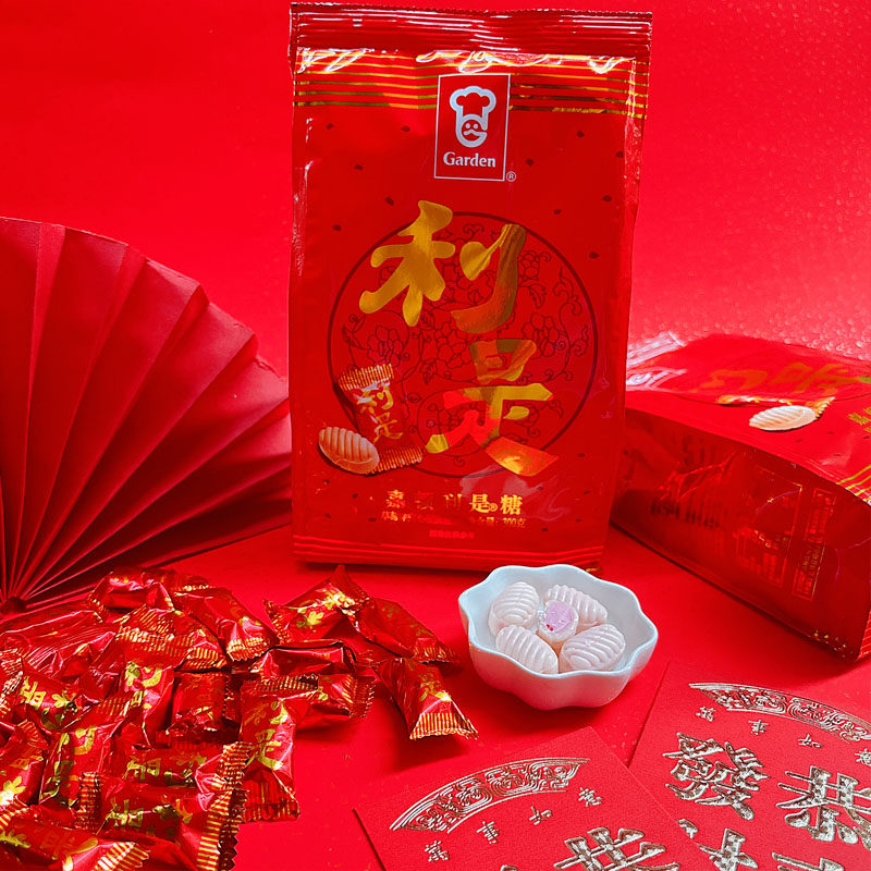 嘉顿利是糖300克袋草莓味夹心硬质糖果休闲零食