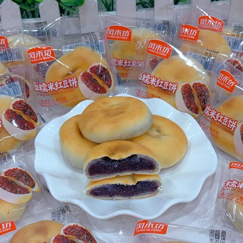 风禾坊血糯米红豆饼1斤独立小包装休闲食品散装称重零食