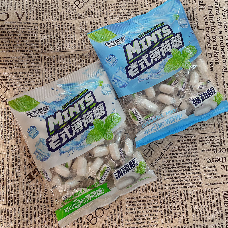 硬壳部落老式薄荷糖170g怀旧传统清凉糖果清新口气8090后儿时零食