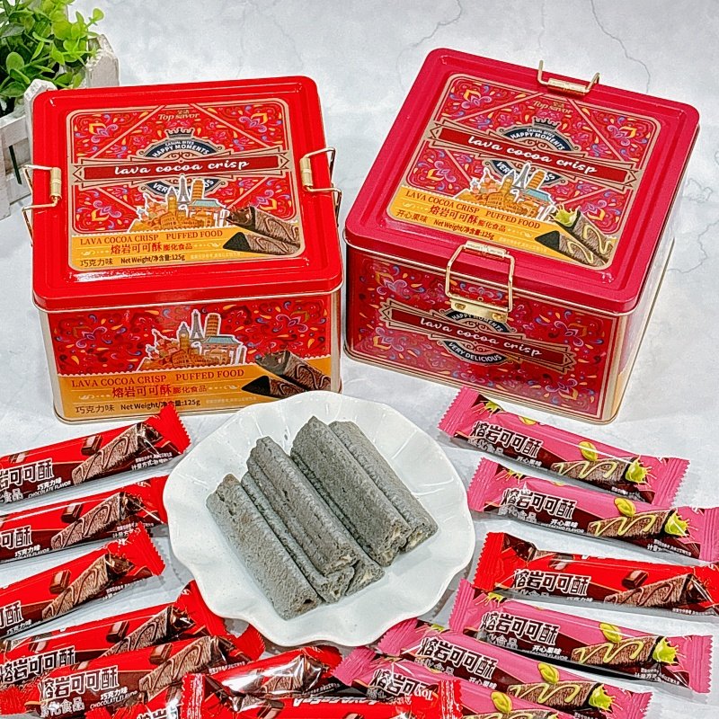 金语熔岩可可酥125克铁盒*1盒开心果味巧克力味膨化食品小包零食,零食/坚果/特产,酥性饼干,淘宝优惠券,粉丝福利购,淘宝优惠卷