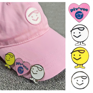 韩国原单pivvee高尔夫球帽夹Mark马克果领带磁铁配饰笑脸高尔夫品