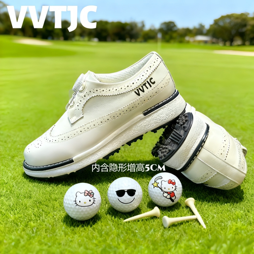 韩国品牌VVTJC真皮高尔夫球鞋女士运动鞋英伦风格防水防滑舒适