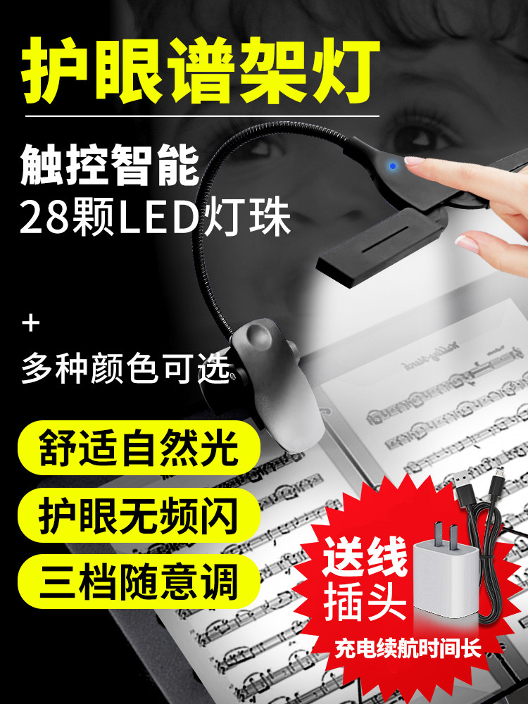 护眼软光可充电古典乐谱灯音乐台灯钢琴灯数码钢琴灯吉他古筝音乐图片