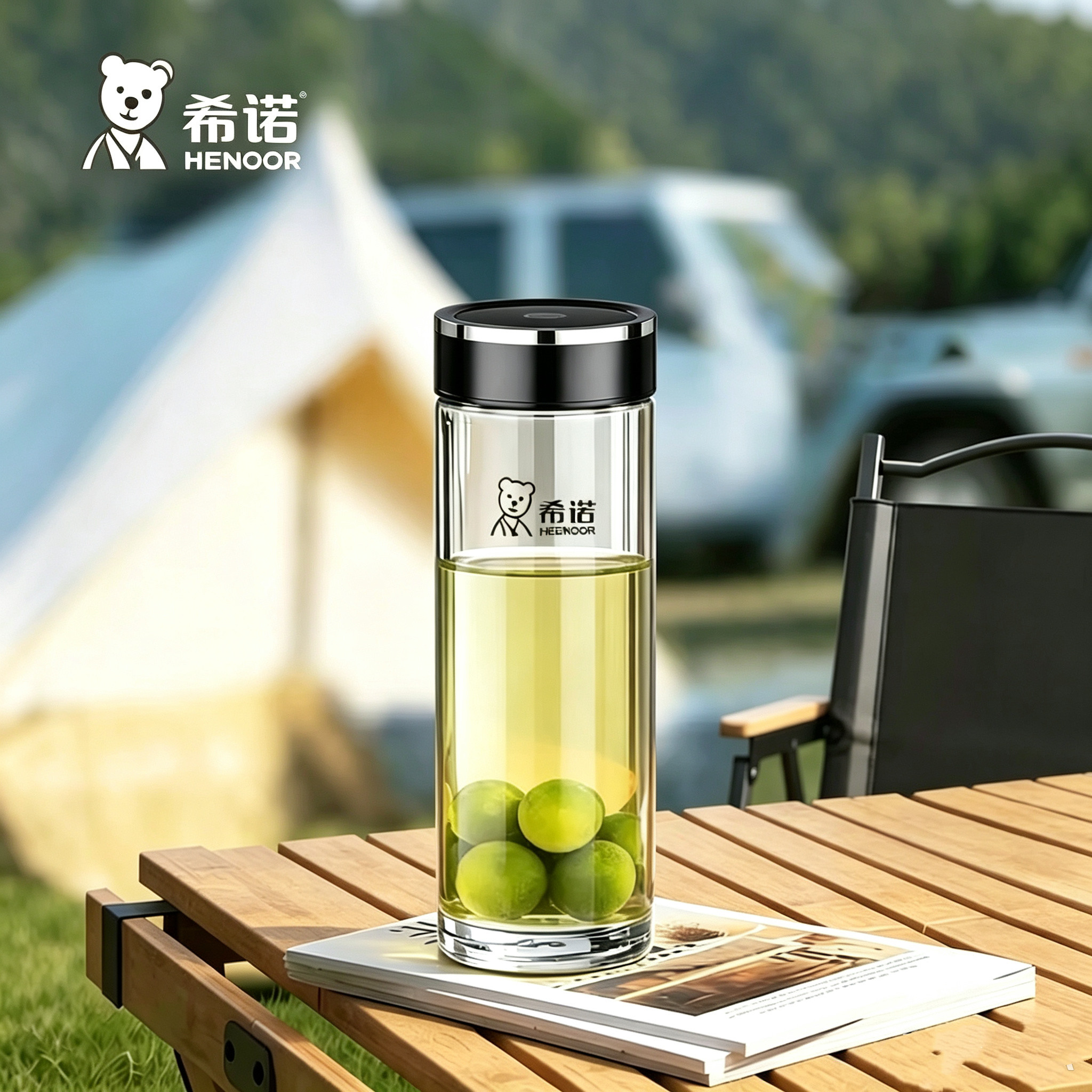 希诺塑料杯加厚耐摔大容量水杯密封杯带盖防漏车载便携简约随手杯