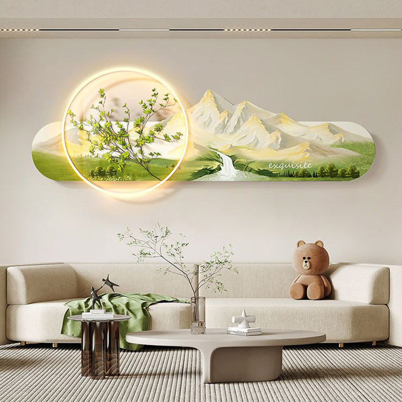 客厅卧室绿植奶油风壁饰led灯画