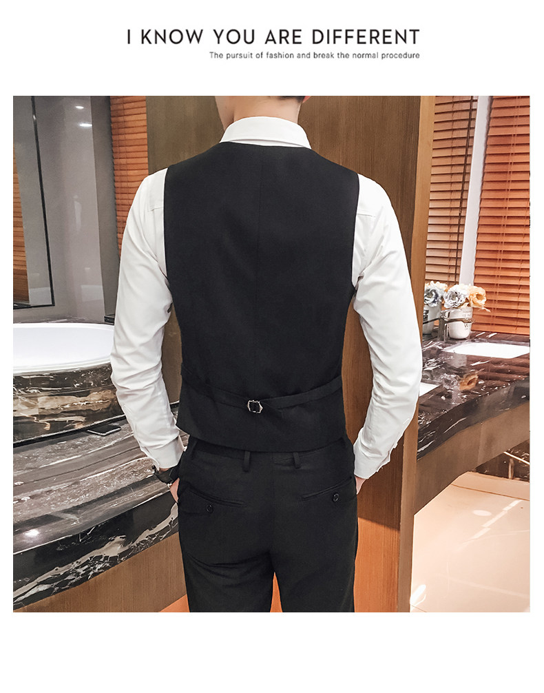TZ01-P90男士修身纯色工装服正装黑色马甲西裤两件套装大码,男装西裤,星座1613