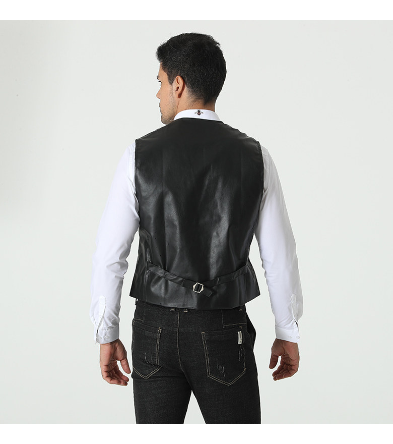 6376-P50男装经典款休闲皮马甲男士英伦修身背心单排扣7XL大码男,男装背心/马甲,星座1613
