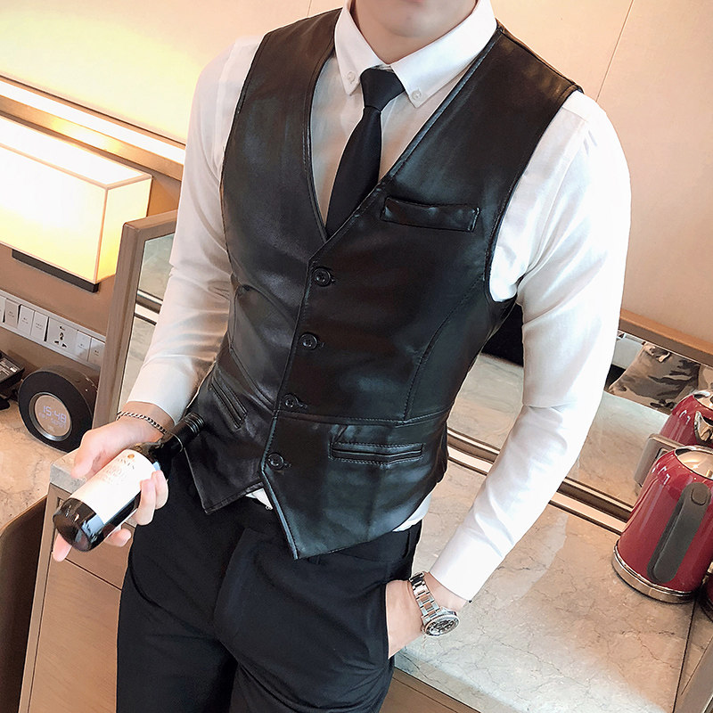 6376-P50外贸休闲皮马甲男士英伦百搭修身背心单排扣7XL大码男装,男装背心/马甲,星座1613
