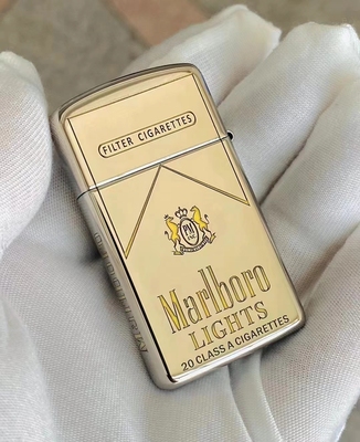 zippo正品打火机 纤巧窄机双色万宝路 镀铬 纤小细巧