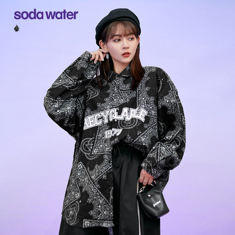 SODA Women's wear| 2020 Autumn Explosive money Bandanna  Retro Digital printing oversize Long sleeved shirt Female modelsin the Women's clothing/Boutique , Shirt  category - from Buy2taobao.com to provide professional Taobao agent buy service