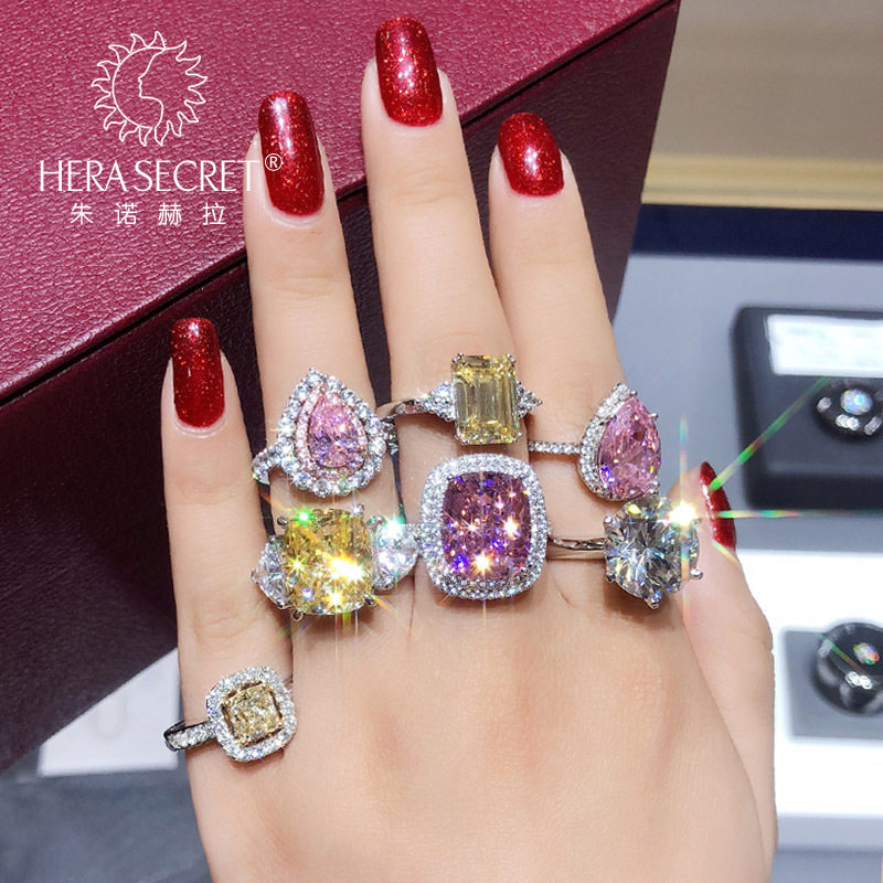 定制鸽子蛋钻戒情侣戒裸石仿真钻莫桑石18K黄玫瑰金珠宝铂金首饰