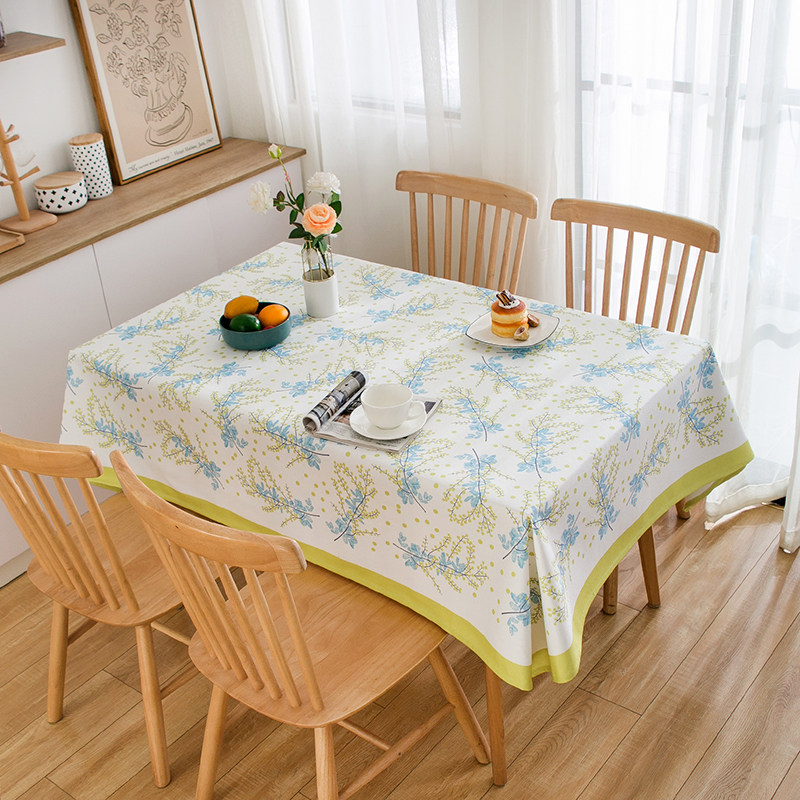 珍珠松 田园花卉棉麻防水布艺正长方形生日化妆野外茶几餐桌布