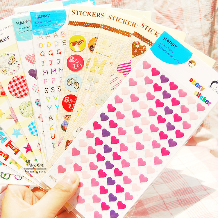 清新简约立体pvc防水彩色贴纸手机相册diy记号标签贴节日装饰贴画
