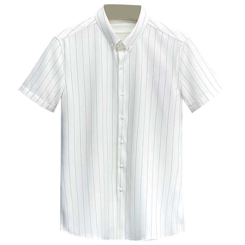 夏季男士短袖衬衫韩版潮流帅气条纹衬衣夏装休闲冰丝坠感寸衫上衣